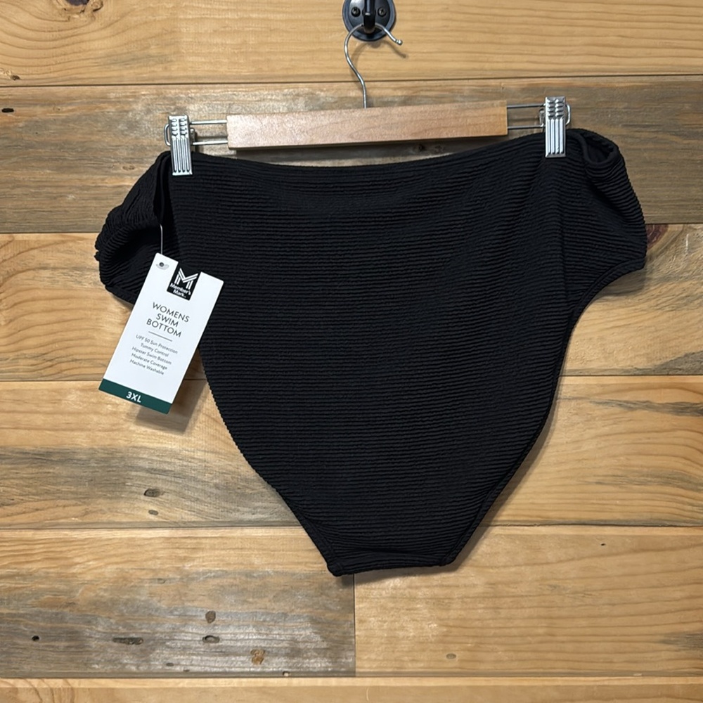 Member's Mark Women's Black‎ High-Waisted Bikini Bottom Plus Size 3XL
